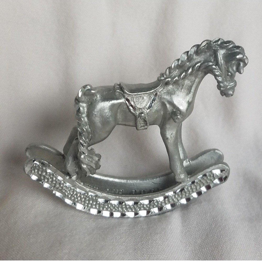 Miniature pewter Spontiques, Rocking horse, Ornament, Doll house, horse lover